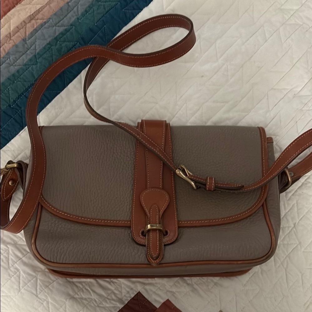 Dooney and Bourke Grey Leather Shoulder Bag with Adjustable Straps